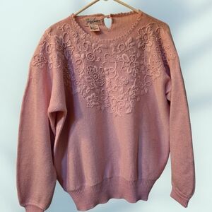 Pink Embroidered Sweater
